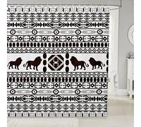 Homewish African Ethnic Safari Lion Bathroom Shower Curtain, 72"W x 84"L, Brown, Waterproof, Polyester Fabric
