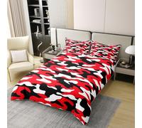 Homewish Army Camouflage King Duvet Cover Sets Red Black White Camo Coton Bedding Military Theme Quilt Cover Abstract Soft Bed Set