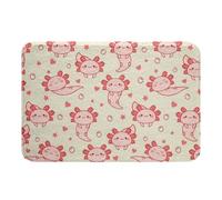 Homewish Axolotl Bathroom Rug Non Slip Bubbles Bath Mat for Bathroom Funny Love Heart Stars Print Cute Door Mat for Bedroom - Cartoon Ocean Animal Beige Pink Bedclothes Entrance Rug 16"x24"