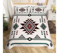 Homewish Aztec Bohemian Single Duvet Cover Set Boho Bedroom Decor - Boho Geometric Bedding with 1 Pillowcase - Tribal Arrow Pattern Quilt Cover All Season - Vintage Western Country Bed Set