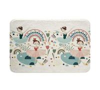 Homewish Ballerina 16"x24" Bathroom Rugs for Girls Dancing Ballerinas Bath Mat for Kids, Cartoon Rainbow Ballet Doormats Floor Mats for All Seasons, Kawaii Room Decor, White Pink