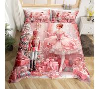 Homewish Ballet Princess Duvet Cover Set Christmas Nutcracker Girl Cot Bedding Set - Cute Royal Guarder Comforter Cover Cartoon Soldier Pink Bow Tie Bed Sets