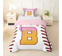 Homewish Baseball Cream Single Bedding Sport Letter B Duvet Cover Set Pink Personalized Cartoon Ice Cream Quilt Cover Sweet Dessert Candy Bed Sets