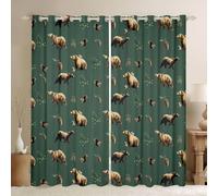 Homewish Bear and Squirrel Print Blackout Curtains 46 x 54 Inch