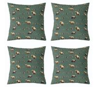 Homewish Bear and Squirrel Print Pack of 4 Throw Pillow Cover 16x16