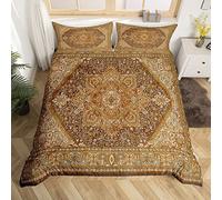 Homewish Bed Set Oriental Duvet Cover Boho Aesthetic Bedding Set Double Vintage Floral Comforter Cover Retro Hippie Bed Cover Turkish Farmhouse Decortion 3Pcs Microfiber No Comforter