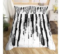Homewish Black and White King Size Duvet Cover Sets - Modern Abstract Stripe Bedding Chic Room Decor - Contemporary Aesthetic Quilt Cover - Black Striped Bed Set - Soft Microfiber 230x220cm 3Pcs