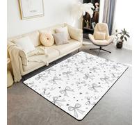 Homewish Black Bowknot Area Rugs 150x200cm for Bedroom Living Room - Coquette Bow Modern Floor Carpet Bow Tie Preppy Large Rugs For Kids Girls Teen Women,Cute Hearts Stars Decor Non Shedding Carpet