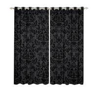 Homewish Black Damask Blackout & Antique Victorian Baroque Drapes 66" Wx72 L Gothic Vintage Floral for Living Room, Bohemian Exotic Home Decor"}