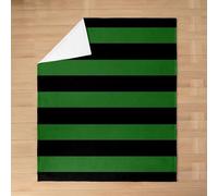 Homewish Black Green Striped Flannel Blanket 50"x60" for Couch Bed