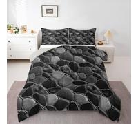 Homewish Black Pebble Stone Print Single Coverless Duvet Set Polyester