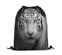Homewish Black Tiger Drawstring Bags 33 x 40 cm,3D Animal Print Drawstring Backpack Unique Blue Eyes Draw String Back Bag For Camping Traveling Trip,Foldable Waterproof