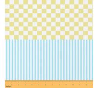 Homewish Blue and Yellow Checkered Print Fabric by The Yard Geometric Striped Flannel Fabric Luxury Stripe Upholstery Fabric, Not Stretchy Aesthetic Modern Soft Decor Fabrics, 10 Yards