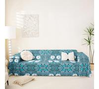 Homewish Blue Butterfly Sofa Cover, Boho Floral Butterfly Pet Friendly Couch Cushion Protector, White Daisy Flower Sofa Slipcover Teal Wooden Plank Furniture Protector For Pets, Kids, 231x300