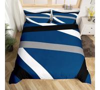 Homewish Blue Gray Black Striped King Quilt Cover Modern Abstract Duvet Cover Geometric Lines Bed Set Geometry Aesthetic Boho Bedding Set