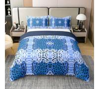 Homewish Blue Leopard Pattern Duvet Cover Single Gradient Cheetah Print Coton Bedding Set Patchwork Leopard Skin Quilt Cover Modern Animal Hide Bed Sets