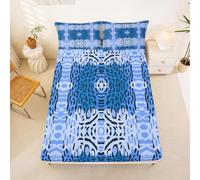 Homewish Blue Leopard Pattern Fitted Sheet Single Gradient Cheetah Print Bed Sheets Patchwork Leopard Skin Bedding Set for Kids Teens Girls,Modern Animal Hide Bed Cover 2 Pcs