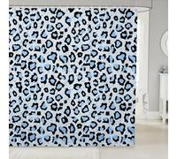 Homewish Blue Leopard Print Shower Curtain 72" W x 84" L - Cheetah Waterproof Bathroom Curtains for Kids Teens Geometric Modern Bath Curtain African Safari Animal Bathroom Accessories