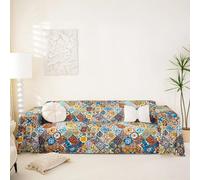 Homewish Bohemian Couch Protector Boho Geometric Sofa Cover Vintage Exotic Floral Sofa Slipcover 180x231 Plaid Pattern Couch Cover