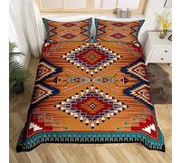 Homewish Bohemian Decor Bedding Set, Southwestern Native Duvet Cover Boho Aztec Exotic Comforter Cover Vintage Rustic Farmhouse Quilt Cover Country Western Room Decor, Super King
