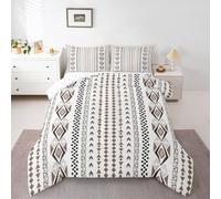 Homewish Boho Double Comforter - Country Western Bedding Set Rustic Tribal Aztec Duvet Set - Ethnic Geometric Diamond Coverless Duvet with 2 Pillowcases