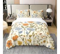 Homewish Boho Floral Bedding Sets King Vintage Dragonfly Coton Duvet Cover Mid Century Modern Plants Quilt Cover For Kids Boys Girls,Bohemia Retro Abstract Flowers Bed Set
