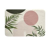 Homewish Boho Mid Century Bath Mat for Bathroom,Bohemian Minimalist Door Mat for Bedroom,Pink Abstract Geometric Bathroom Rug Non Slip,Green Sage Zen Aesthetic Entrance Rug 16"x24"
