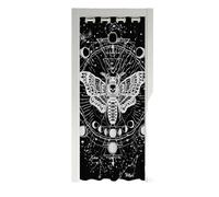 Homewish Boho Moth Privacy Door Curtain, Boys Gothic Skull Blackout Curtain, 34"W x 80"L, Multi 23, Starry Sky, Moth Skull, Skeleton Bones