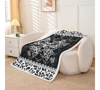 Homewish Bow Coquette Leopard Print Cheetah Cat Black Grey Fleece Blanket Baby 30"x40" Bowknot Ombre Sherpa Blanket Butterfly Fuzzy Plush Throw - Ribbon Princess Decor for Bed Couch