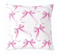 Homewish Bowknot Pillowcase 18x18 Inch,Modern Pink Bow Tie Throw Pillow Cover,Dreamy Princess Style Cushion Cover,Watercolor Bows Decorative Pillow Case Valentine Decor