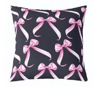 Homewish Bowknot Throw Pillow Cover 20x20 Inch,Modern Pink Black Bow Ribbon Pillowcase,Dreamy Princess Style Cushion Cover,Watercolor Bows Decorative Pillow Case