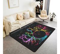 Homewish Bowling Ball Area Rugs 100x150cm - Watercolor Bowling Living Room Rug Graffiti Hippie Style Non Shedding Carpet for Kids Girls Adults Sports Ball Games Large Rugs