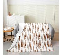 Homewish Brown and White Flannel Blanket 39x51 Inches - Modern Abstract Striped Fleece Blanket Chic Room Decor - Graffiti Watercolor Fuzzy Plush Throw for Sofa Bed Lightweight