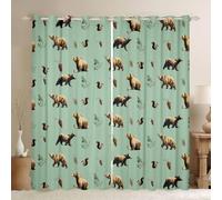 Homewish Brown Bear Squirrel Blackout Curtains 52 x 90 Inch 2 Panel
