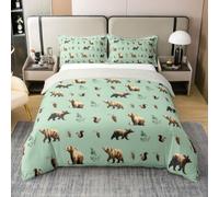 Homewish Brown Bear Squirrel King Size Duvet Cover Sets with 2 Pillowcases