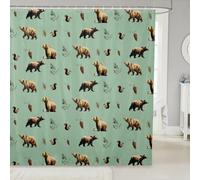 Homewish Brown Bear Squirrel Shower Curtain 72" W x 78" L