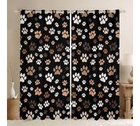 Homewish Brown Dog Paw Window Curtains 66 x 90 Inch 2 Panel Sets - Cute Dog Paw Prints Blackout Curtains for Kawaii Animal Footprints Window Treatments Drapes Pet Lover Cozy for Bedroom