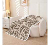 Homewish Brown Geometric Maze Fleece Blanket 76x102cm for Sofa