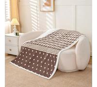 Homewish Brown Polka Dot Buffalo Check Fleece Blanket Queen 229x229cm