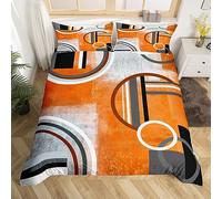 Homewish Burnt Orange Duvet Cover Double, Geometric Bedding Set 3 Pieces | Watercolor Ombre Oil Painting Quilt Cover with 2 Pillowcases, Bed Sets for Kids Adults, Contemporary Minimalist