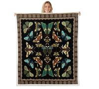 Homewish Butterfly Sherpa Blanket Exotic Tribal Fuzzy Plush Throw Bohemian Floral Fleece Blanket - Dark Charcoal Decor for Bed Couch Baby 30"x40"