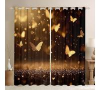 Homewish Butterfly Window Curtains 66 x 90 Inch 2 Panel Sets - Trippy Blackout Curtains Galaxy Aesthetic Animal Window Treatments Drapes Rustic Animal Butterflies for Bedroom