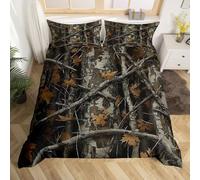 Homewish Camo Bedding Set for Boys Teens Western Cabin Double Duvet Cover Rustic Farmhosue Hunting Lodge Down Quilt Cover for Kids Adults Camouflage Country forest Bed Set,With 2 Pillowcases