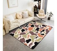 Homewish Camouflage Area Rug 100x150 cm Hound Wolf Living Room Rugs Army Woods Orange Farmhouse Decorative Carpet Bear Turkey Deer Theme Camo Indoor Floor Mat