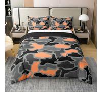 Homewish Camouflage Super King Duvet Cover with 2 Pillowcases - tank & Camo Print Cotton Bedding Set retro grey tanks Quilt Cover camo vintage style Bed Sets