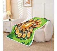 Homewish Campfire Fleece Blanket Queen 229x229cm Forest Tree Stump Warm Plush Sherpa Blanket Happy Camping Camper Fuzzy Plush Throw Woodland Campsite Summer Adventure for Bed Sofa Couch