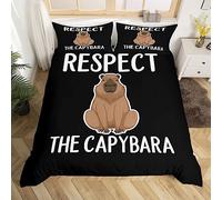 Homewish Capybara Comforter Cover Single,Funny Capybara Duvet Cover for Kids Capybara Lovers,Boys Cartoon Style Quilt Cover with Zipper,Cute Mouse Rodent Animals Bedding Set Black Bedroom Decor
