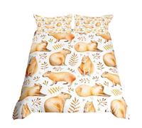 Homewish Capybaras Duvet Cover Single Size,Cute Capybara Comforter Cover for Kids Teens Adults,Funny Animals Bedding Set Capybara Lovers Home Decor,Watercolor Botanical Leaves Quilt Cover