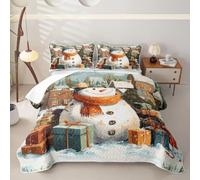 Homewish Cartoon Christmas Snowman Single Bedspread Microfiber