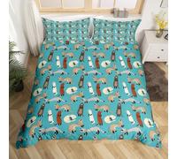 Homewish Cartoon Ferret Bed Set Funny Wildlife Duvet Cover, Kawaii Animal Bedding Sets Single Blue Brown Grey White Comforter Cover, Cute Ferret Lovers Gifts Bed Cover Animal Theme Room Decor 2Pcs